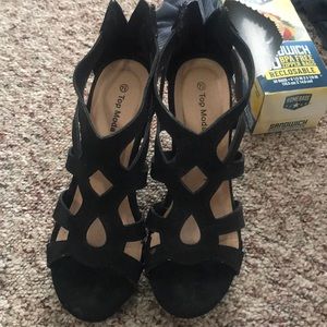 Top Moda Black Wedges